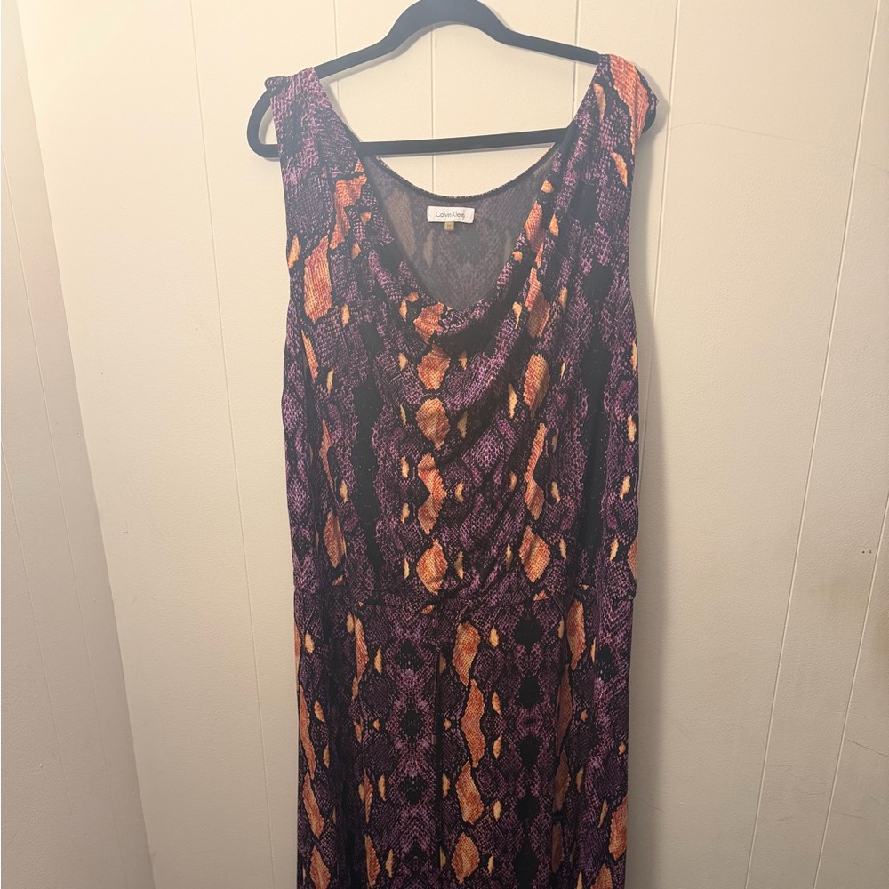 Calvin Klein Vibrant Maxi Dress in Purple and Orange